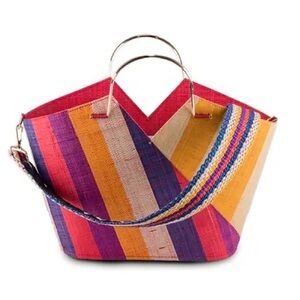 Good People Le Mani Striped Raffia Day Shoulder Bag